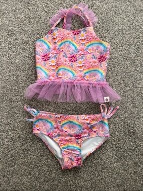 Adorable Cheeky Plum swimsuit with tulle, size 5T